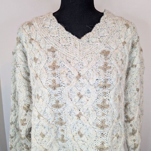 VTG Casual Elements Cozy Granny Coastal Sailor Nautical Fisherman Chic Sweater L - Picture 3 of 8